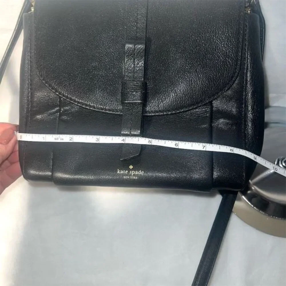 Kate Spade Black Leather Crossbody Purse Adjustable Strap Women's Bag